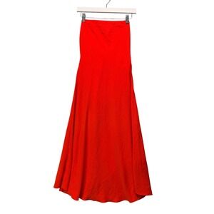 Red Strapless Maxi Dress Open Tie Back Coquette Romantic Feminine  Poetcore 90's